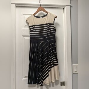 Cream/black striped sleeveless dress size small